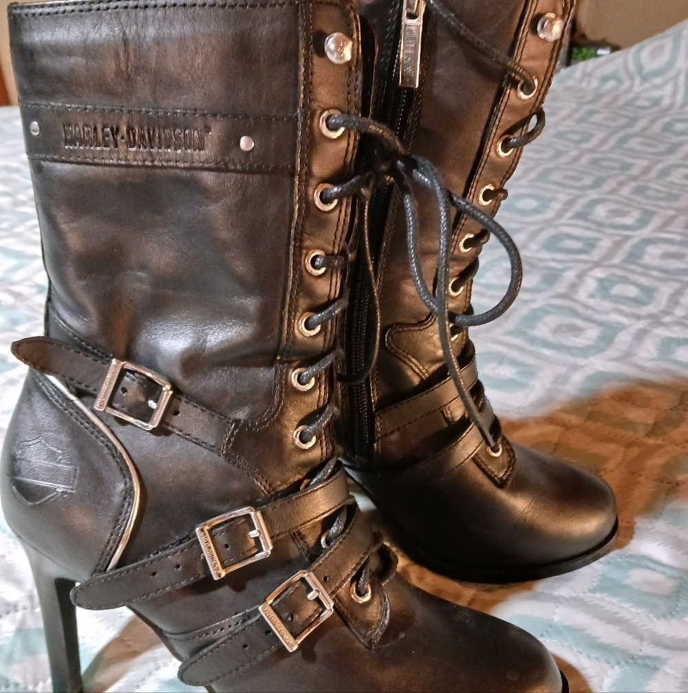 Harley-Davidson Black Moto Boots with Buckles